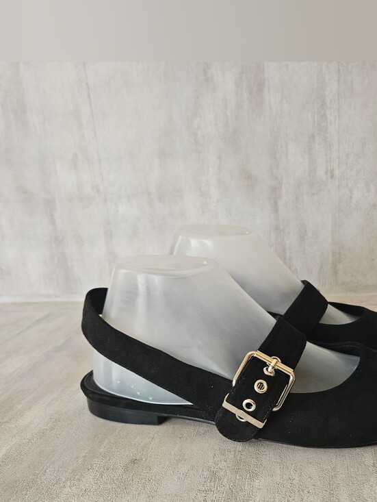 ASOS Shoes - ​NWT ASOS DESIGN Black Pointed Toe Slingback Buckle Flat Shoes - Size US 9